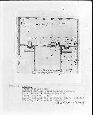 Entwurf für die Jesuitenschulgebäude, Grundriss des 1. Obergeschosses, Folio 123