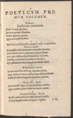 Poeticum Primum Volumen.