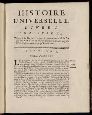 Section I. L´Histoire d´Achaie.