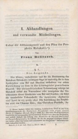 1-31 Ueber die Abfassungszeit und den Plan der Prophetie Habakuk's