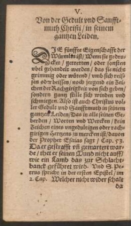 V. Von der Gedult und Sanfftmuth Christi/ in seinem gantzen Leiden.
