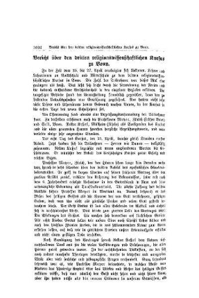 Bericht über den dritten religionswissenschaftlichen Kursus zu Bonn