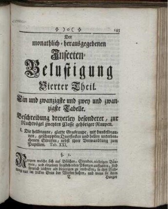 Insecten-Belustigung Vierter Theil. Ein und zwanzigste Tabelle [bis] Vier und zwanzigste Tabelle.
