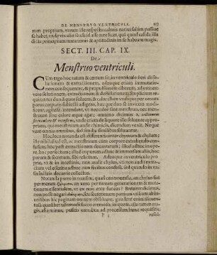 Cap. IX. De Menstruo ventriculi. - Cap. XVI. De Depuratione sanguinis in intestinis.