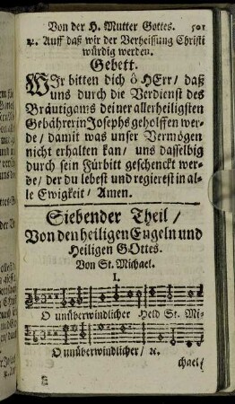 Siebender Theil/ Von den heiligen Engeln und Heiligen Gottes.