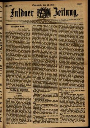 Ausgabe vom Samstag, den 14. Mai 1887.
