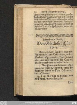 Die zehende Predigt/ Von Göttlicher Fürsehung.