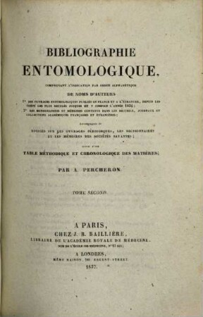 Bibliographie entomologique : comprenant l'indication par ordre alphabétique de noms d'auteurs .... 2