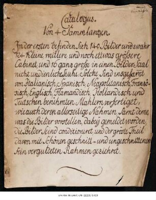 Catalogus von 4 Sammlungen (Manuskripttitel)