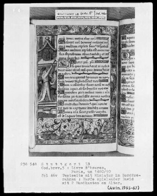 Lateinisches Stundenbuch (Livre d'heures) — David bringt die Bundeslade nach Jerusalem, Folio 46verso