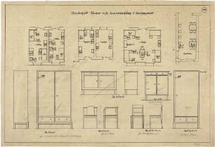 Billing, Hermann; Singen; Krankenhaus - Krankenzimmer, Inneneinrichtung (Grundrisse; Details)