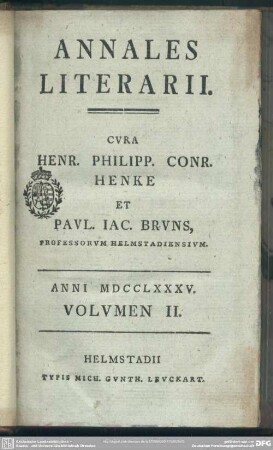 1785,2: Annales literarii Helmstadienses