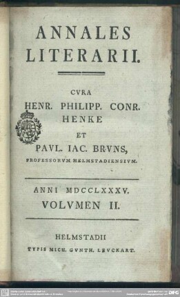1785,2: Annales literarii Helmstadienses