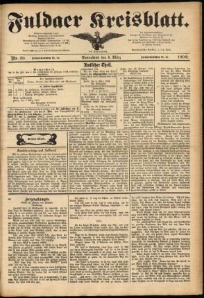 Erste Ausgabe vom Samstag, den 08. März 1902.