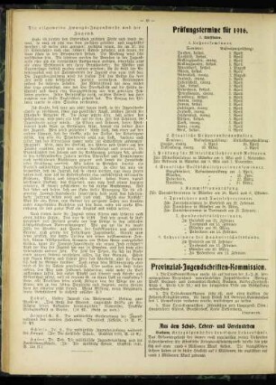 Prüfungstermine für 1916