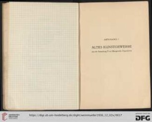 I. Altes Kunstgewerbe (Nr. 1-99)