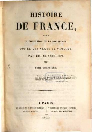 Histoire de France depuis la fondation de la Monarchie, 4