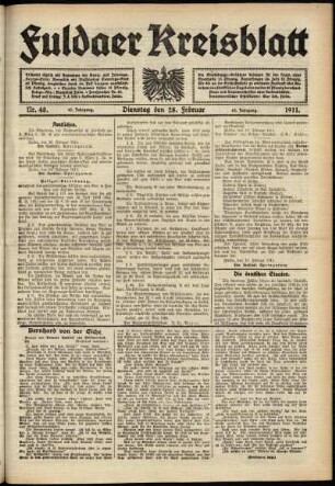 Ausgabe vom Dienstag, den 28. Februar 1911.