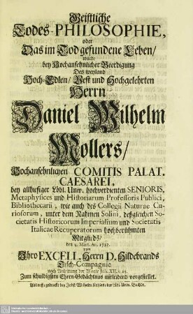 Geistliche Todes-Philosophie, oder Das im Tod gefundene Leben