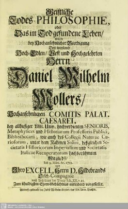Geistliche Todes-Philosophie, oder Das im Tod gefundene Leben