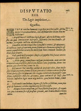 Disputatio XIII. De Legis impletione.
