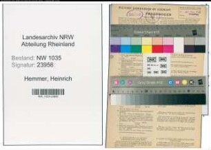 Entnazifizierung Heinrich Hemmer , geb. 03.07.1887 (Angestellter)