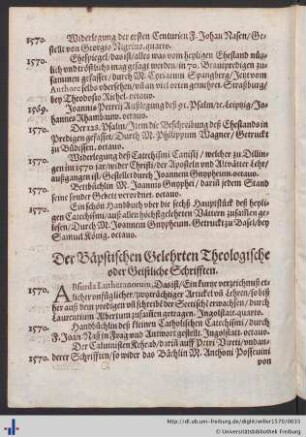 Der Bäpstischen Gelehrten Theologische oder Geistliche Schrifften.