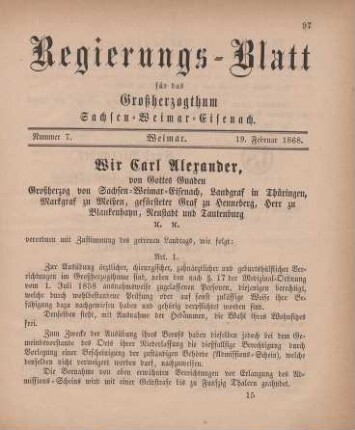 Nr. 7 : 19. Februar 1868