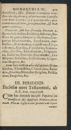III. Periodus Ecclesiae novi Testamenti, ab A. C. 607. usque 1517.