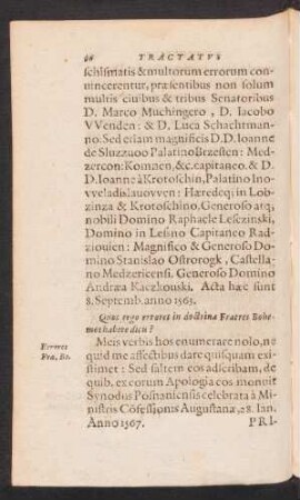 Quos ergo errores in doctrina Fratres Bohemos habere dicis?