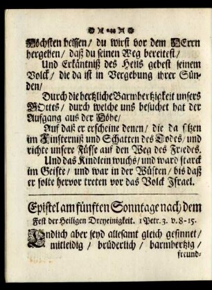 Epistel am fünften Sonntage nach dem Fest der Heiligen Dreyeinigkeit.
