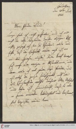 Korrespondenz Friedrich Wilhelm Umbreit / Carl Ullmann: Brief von Friedrich Wilhelm Carl Umbreit an Carl Ullmann