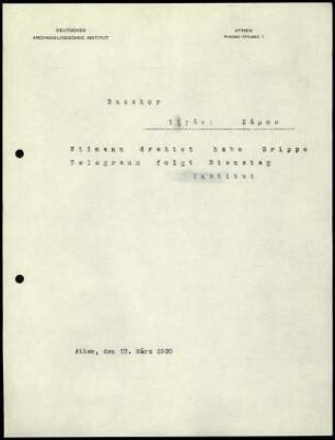 DAI Athen an E. Buschor