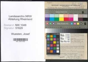 Entnazifizierung Josef Wuesten , geb. 20.10.1881 (Postbeamter)