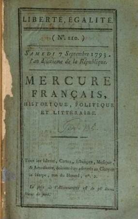 Mercure de France. 1793, 9