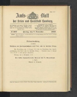 No. 267, 8. November 1918