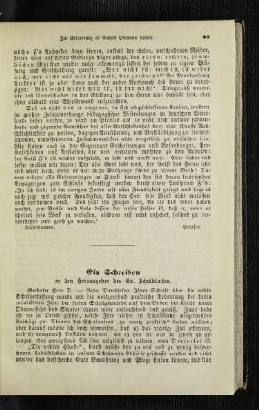 ¬Ein¬ Schreiben : an den Herausgeber des Ev. Schulblattes