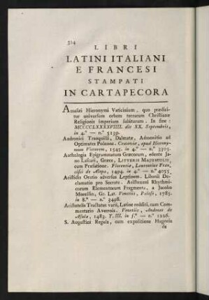324-331, Libri Latini Itailani e Francesi Stampati in Cartapecora