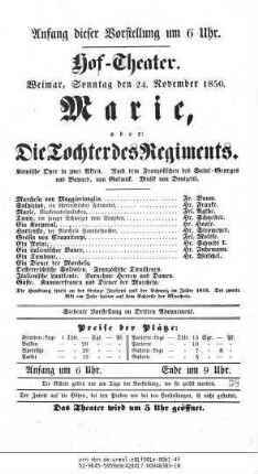 Marie, oder: Die Tochter des Regiments