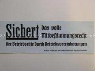 Maueranschlag mit einer Propaganda-Losung für die Wahl von Gewerkschaftlern in die Gemeindevertretungen