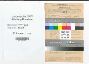 Entnazifizierung Hans Pothmann , geb. 09.09.1920 (Polizeibeamter)