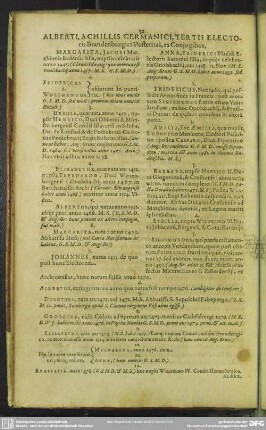 Alberti, Achillis Germanici, Tertii Electoris Brandenburgici Posteritas, ex Coniugibus ...