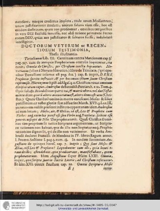 DOCTORUM VETERUM ac REGENTIORUM TESTIMONIA, Thesin illustrantia.