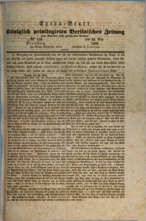 Königlich privilegirte Berlinische Zeitung von Staats- und gelehrten Sachen. Extrablatt. 1848, No. 119, 23.5.