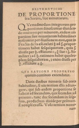 De Proportione fractorum, sive minutiarum.