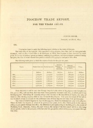 Foochow trade report