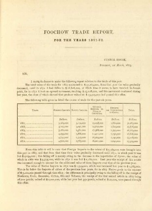 Foochow trade report