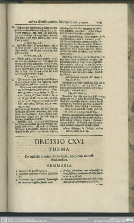 Decisio CXVI. De indiciis criminis infanticidii, torturam abunde fundantibus