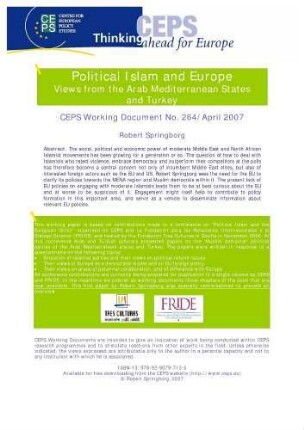 Political Islam and Europe : views from the Arab Mediterranean States and Turkey