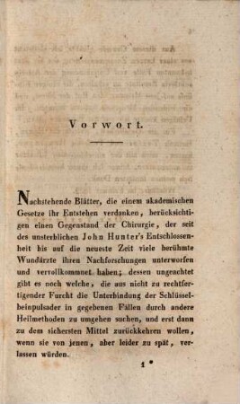 Ueber die Unterbindung der Arteria Subclavia